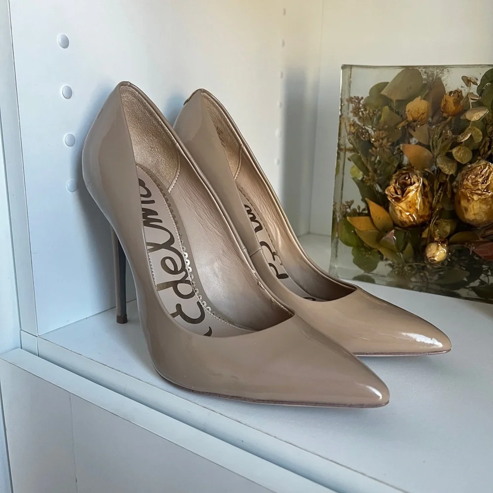 Sam Edelman Danna Nude Patent Leather Heels